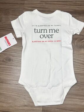 Huggies White "Turn Me Over" Infant One-Piece Bodysuit NB